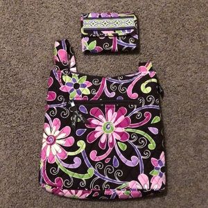 vera bradley cross over bag and wallet.